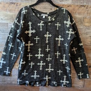 Roommates Long Sleeve Tunic Sweater W Crosses